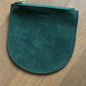 BAGGU Forest Green Suede Cosmetic Pouch